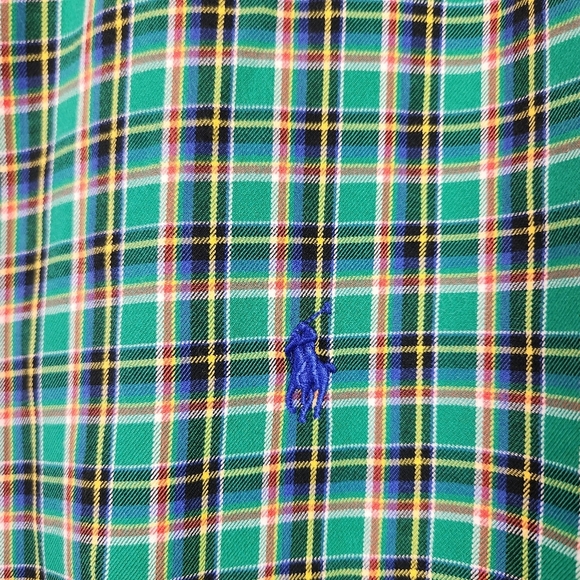 Ralph Lauren Green Plaid Long Sleeve Button Down Shirt Mens Large Pony Classic - Picture 2 of 8